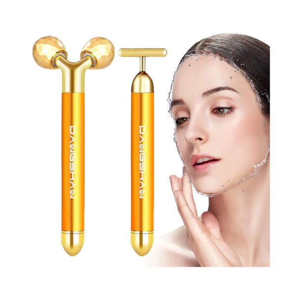2-IN-1 Electric Face Massager 24k Golden Facial Massager