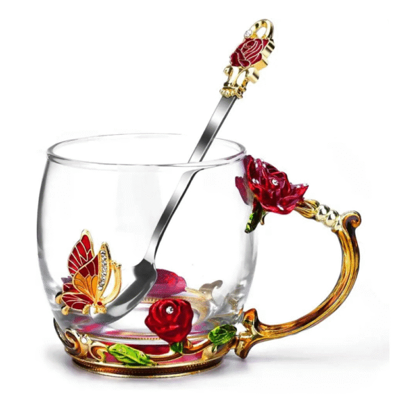 OEAGO Gifts for Mom Women Mothers Day Glass Coffee Enamels Mug Best Birthday Butterfly Rose Gifts