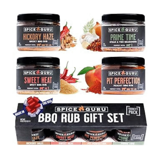 Spice Guru BBQ Rub Set - 4 Flavor BBQ Seasoning Set - Fathers Day Gifts for Men
